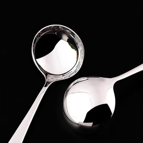 Zjunhm Small Soup and Gravy Ladles - 304 Stainless Steel, 7.7 Inches, 2-Piece Set - Dishwasher Safe (Silver)