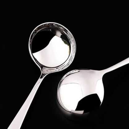 Zjunhm Small Soup and Gravy Ladles - 304 Stainless Steel, 7.7 Inches, 2-Piece Set - Dishwasher Safe (Silver)
