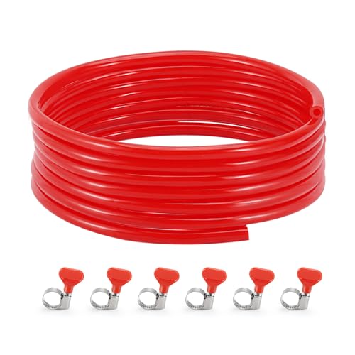 FERRODAY 20 Feet CO2 Gas Line, 5/16" ID 9/16" OD PVC Tubing Keg CO2 Hose, CO2 Kegerator Tube Replacement Kit with 6 Pcs Hose Clamps, Food Grade Hose for Corny Keg, Kegerator Tower,D Coupler Dispense - size: 20FT-Gas Line
