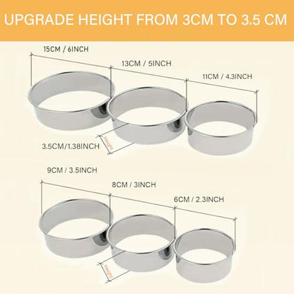 6 Packs Large Biscuit Cookie Cutter Set,Stainless Steel Round Cookie Cutter Molds,2/3/3.5/4/5/6 Inch, Large 6" 5" Cookie Baking Tool Set with Accessories for Pastry,Donut,Fondant,Cake,Cookie,Dumpling