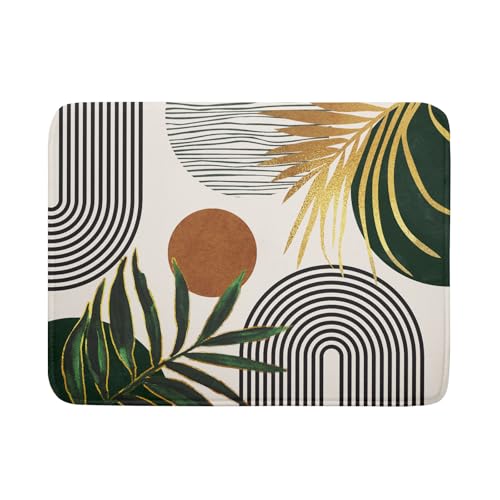 Boho Leaves Dish Drying Mat 18x24 inch Mid Century Absorbent Drainer Rack Mats Fast Dry Bottles Dish Dry Pad Protector Kitchen Accessories - color: Boho Leaves, size: 18" x 24"