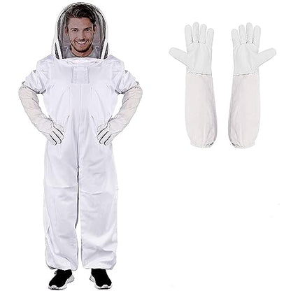 Professional Bee Suit for Men Women with Gloves, Full Body Beekeeping Suit with Ventilated Hood, Bee Outfit for Backyard Beginner Beekeepers XL - size: XL for 5'7"-5'11"