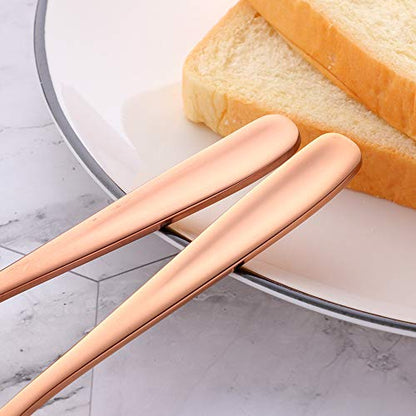 Stainless Steel 18/10 Cheese Desert Knives, Set of 4, Baikai Breakfast Butter Knife, Slicer Sandwich Spreader (Rose Gold) - color: Rose Gold
