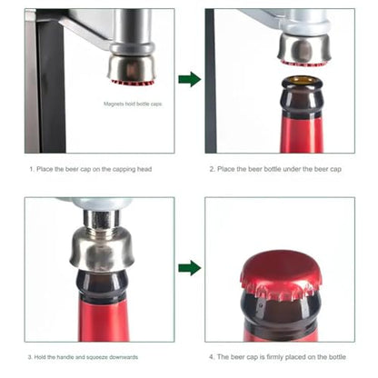 Manual Bottle Capper Tool, Manual Bottle Capper with Non-Slip Base and Adjustable Handle, No Need Electricity, Reinforced, Height Adjustable, Lever-Action for Homebrew Beer, Soft Drinks