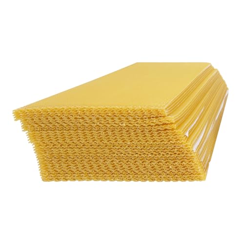 30 Pack Beeswax Bee Hive Foundation, Deep Cell Wax Foundation Sheets for Beekeeping, Natural Beeswax Comb Base for Honey Bee Hive Frames, Beekeeping Supplies for Honey Production 7.68" x 16.34"
