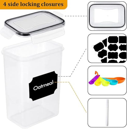 42pcs Airtight Containers, Clear Stackable Dry Food Storage | 42pk clear airtight containers with tight lids keep dry food fresh. Safe plastic, stackable for pantry kitchen storage - size: 42 pcs(46.32L)