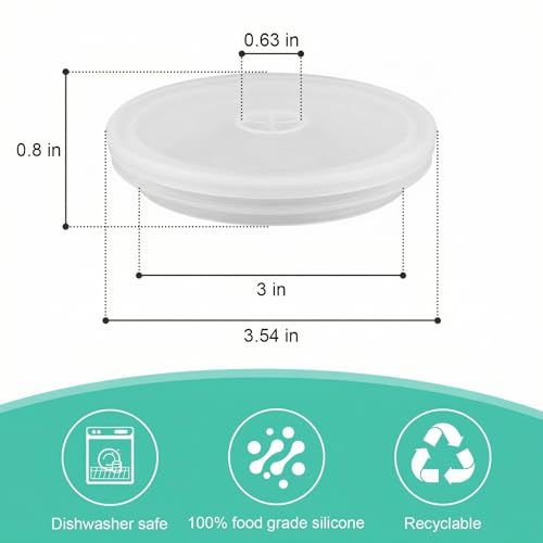 Wide Mouth Mason Jar Fermentation Lids – Silicone Fermenting Caps with Waterless Airlock, Self-Burping Fermenter Tops for Pickles, Kimchi, and Probiotic Foods, 3 Pack White (Jars Not Included) - color: White