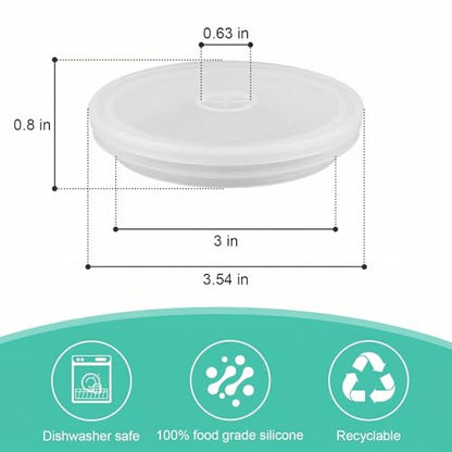Wide Mouth Mason Jar Fermentation Lids – Silicone Fermenting Caps with Waterless Airlock, Self-Burping Fermenter Tops for Pickles, Kimchi, and Probiotic Foods, 3 Pack White (Jars Not Included) - color: White