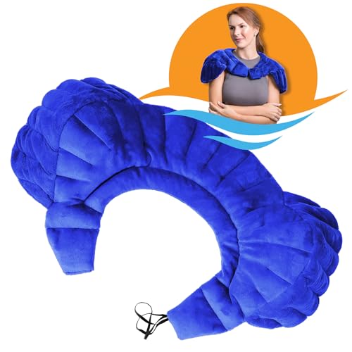 SunnyBay Heated Shoulder Wrap, Weighted Microwave Heating Pad for Neck and Shoulder Injury, Full Coverage Moist Hot Pack for Rotator Cuff Pain Relief and Frozen Shoulder, Elastic Fastening, Royal Blue - color: Rotator - Royal Blue