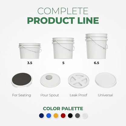 5-Gallon White Bucket Pail Container with Lid | Food Grade | Heavy-Duty Approx 90 MIL Extra Durable | Metal Handles with Plastic Grip | Multi-Use | Easy Stack and Store | BPA Free - 3 Pack - color: White - 5 Gallons, size: 3 Packs
