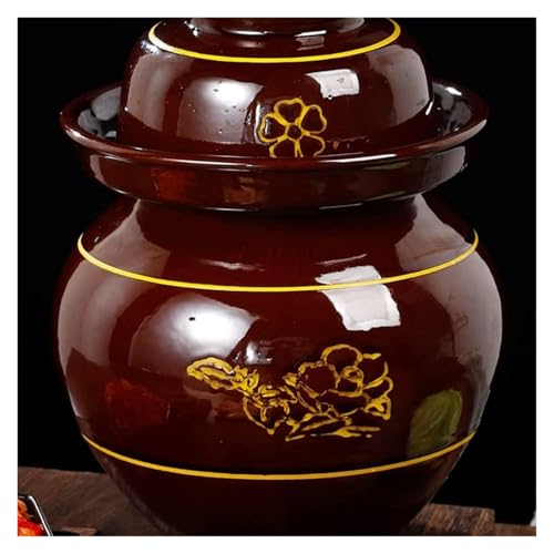 Fermentation Jars，Fermentation Crock Jar,Sauerkraut Crock,Traditional Chinese Ceramic Fermentation Crock Jar Pickling Jar With Water Seal Airlock Lid,Large Thickened Ceramic Pickle Jar Kimchi Pot Stor - size: 2.5KG