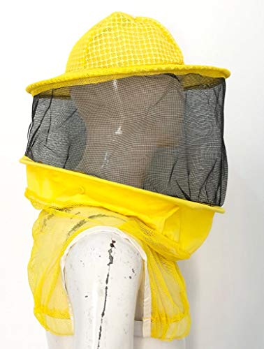 CLOTHES & LEATHER GEAR Three Layer Ventilated Beekeeping Veil in Round (Yellow, 3 Layer HAT) - color: Yellow