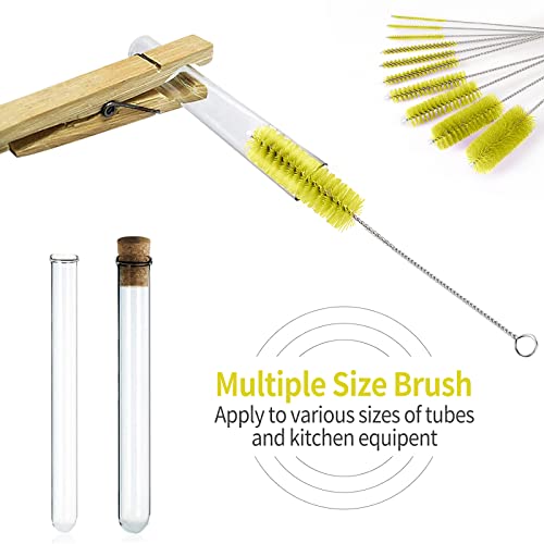 CiaraQ Bottle Cleaning Brushes, 8 Inch Nylon Tube Brush Set | Yellow Cleaner for Narrow Neck Bottles Cups with Hook, Set of 10pcs. - color: Yellow, size: 8.0 Inch (10pcs)