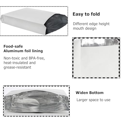 150 Pack Foil Sandwich Wrap, 4 LB Insulated Hot Dog Bag, Grease Resistance Paper Foil Hamburgers Bags for Breakfast Lunch, Fast Food, Food Truck, Serving, BBQ