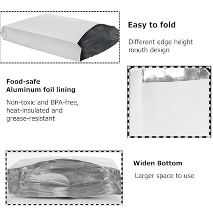 150 Pack Foil Sandwich Wrap, 4 LB Insulated Hot Dog Bag, Grease Resistance Paper Foil Hamburgers Bags for Breakfast Lunch, Fast Food, Food Truck, Serving, BBQ