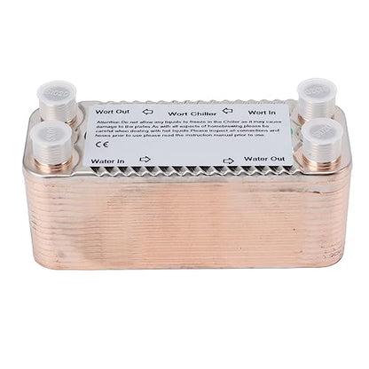 30 Plate Plate Heat Exchanger Stainless Steel Wort Chiller for Homebrew Beer Cooling Counterflow Brewing Cooling Coiler with NPT 1/2 Inch Thread