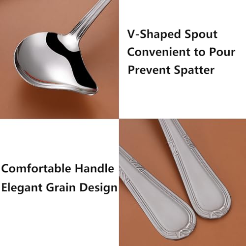 2 PCS Small Ladle, Mini Gravy Ladle Drizzle Spoon, 7.87 Inch Stainless Steel Soup Ladles with Pouring Spout for Spooning Sauces, Gravies