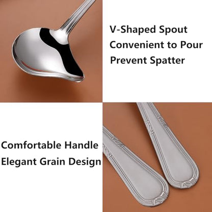 2 PCS Small Ladle, Mini Gravy Ladle Drizzle Spoon, 7.87 Inch Stainless Steel Soup Ladles with Pouring Spout for Spooning Sauces, Gravies