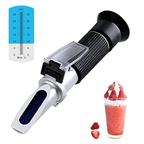 Brix Meter Refractometer 0~32%, LEERCHUANG Handheld Brix Refractometer Sugar Content Test, High Accurate Brix Measurement with ATC for Fruit Beverages & Juice - size: Brix: 0~32%