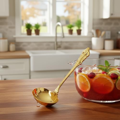 KEAWELL Premium 7.5 inch Luxury Gravy Ladle, 18/10 Stainless Steel, Small Gravy Spoon for Home. Solid and Sturdy, Dishwasher Safe. (1, Gold) - color: Gold
