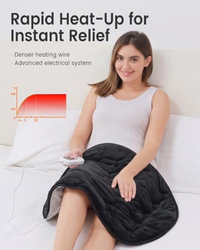 immtree Weighted Heating Pad for Period Cramps, 29" x 24" Extra Large Electric 7lbs Heated Pads, Back Shoulder Knee Abdomen Pain Relief, Soft Heavy Lap Blanket, Warm Christmas Gift, 7 Pounds, Black - color: Black, size: 29"x24" 7 Pound