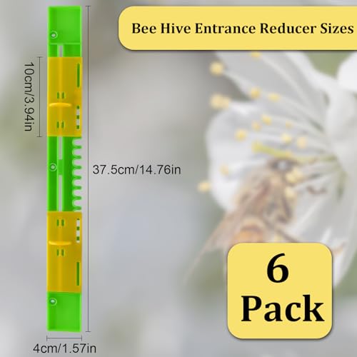 6 Pack Bee Hive Entrance Reducer Beehive Entrance Gates Bee Hive Plastic Reducer Guards Bee Hive Mouse Guard Beehive Tool Beekeeping Supplies for Professional Beekeeper or Beginner, Length 14.76 Inch - size: Entrance Reducers-6 Pack