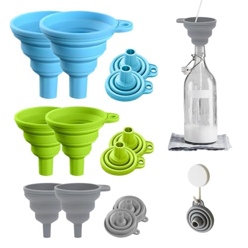 6-piece Kitchen Funnel Set, 2026 new Food Funnel Silicone Foldable Kitchen Funnel, Upgraded Kitchen Bottle Funnel, Kitchen Utensil (6 Pack) - color: 6 Pack