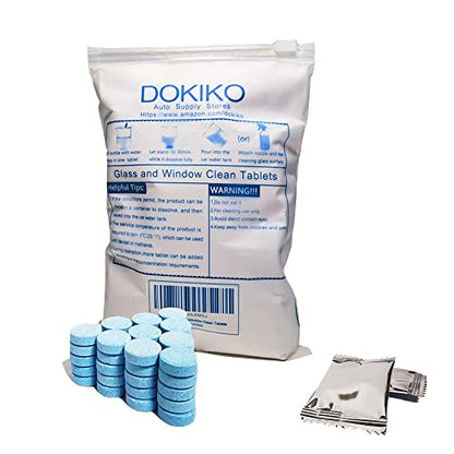 DOKIKO Glass Cleaner Refill Tablets - 50 Eco-Friendly Refill Packs,800fl oz Spray,Plastic-Free Formula for Windows, Mirrors & Windshields - size: 50 Count (Pack of 1)