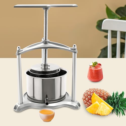 3L Fruit Wine Press, Wanlecy Stainless Steel Cider Press with T-Handle for Cider, Grape Wine or Juice Making Supplies and Equipment (3L) - style: 3L