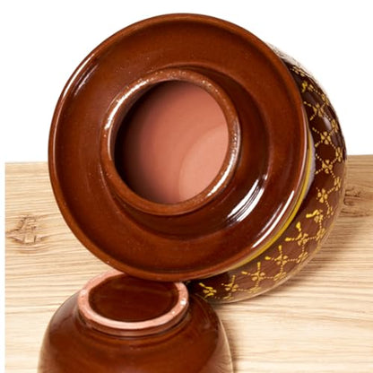 Ceramic Pickle Jar with Lids,Large Traditional Chinese Porcelain Pickle Jar Pickling Jars,Ceramic Fermentation Crock with Water Seal Airlock Lid,Sauerkraut Crock 4L (4L - size: 4L
