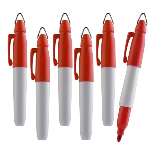 TH Golf Mini Permanent Markers, Assorted Colours, Fine Point, 6 Count (Red) - color: Red