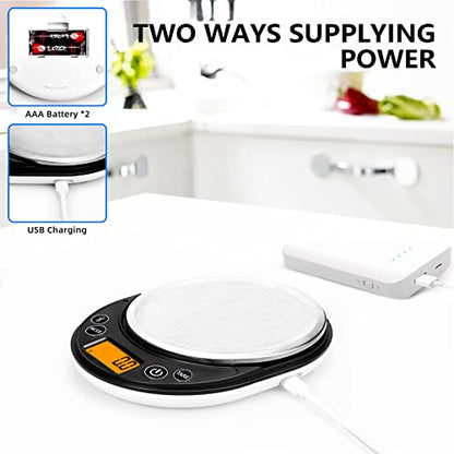 UNIWEIGH Smart Digital Food Scale Grams and Ounces Kitchen Scale 0.1g/3kg | Scale with Nutritional Calculator,Food Weight Scale for Weight Loss,Keto, Macro,Calorie,Meal Prep,6 units,LCD display