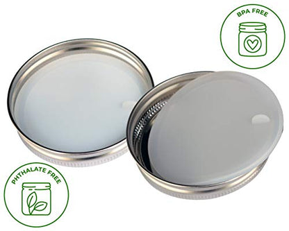 Leak Proof Platinum Silicone Sealing Lid Inserts/Liners for Mason Jars (10 Pack, Wide Mouth) - size: Wide Mouth