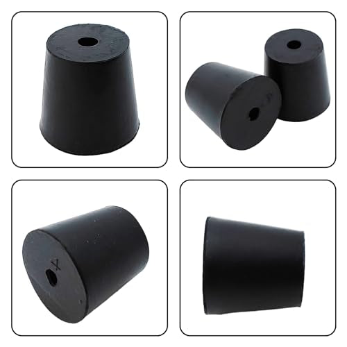 6Pcs Solid Rubber Stopper Bungs with Hole 20mm to 26mm Solid Test Tubes Bungs Stopper for Flask, Plug Holes and Test Tube(Black) - size: 20mm to 26mm