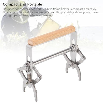 Fdit Beehive Frame Gripper, Beekeeping Gripper Tool with Ergonomic Wooden Handle, Portable Beekeeping Tool for Inspection and Honey Harvesting