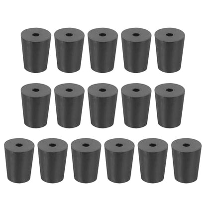 MECCANIXITY Rubber Tapered Plug 16mm to 20mm Solid Test Tubes Bungs Stopper with Hole Black for Lab Home 16 Pieces - size: 16mm-20mm