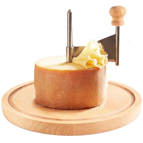 Cheese Curler Beech Wood-Stainless Steel - Best for Tete de Moine Curler and Chocolate Shavings and curls, Girolle Cheese Curler & shaver