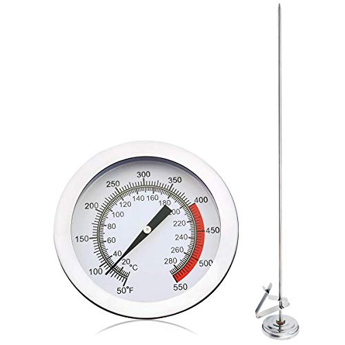 Candy Thermometer, Oil Thermometer for Frying with Clip, 11" Long Probe Deep Fry Tool with 2" Large Dial, Mechanical Food Gauge for Candy Making, Turkey, BBQ, Grill, Candle Making & Deep Frying