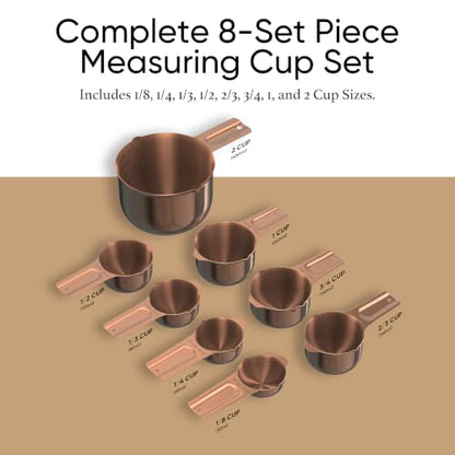 Color Up Measuring Cup Set, 8 Piece – Includes 2 Cup, Copper Finish, Stainless Steel, Accurate for Wet & Dry Ingredients, Embossed Markings, Easy-Pour Spouts, Dishwasher-Safe, Kitchen Essential - color: Copper