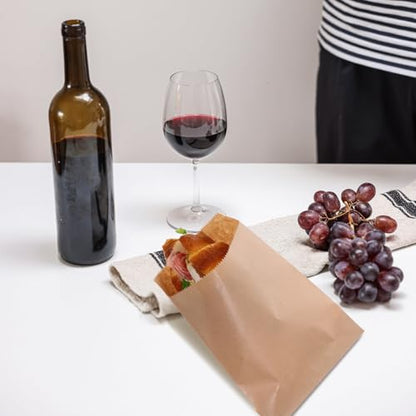 VALICLUD 100pcs Disposable Paper Food Storage Bags Grease Resistant and Suitable for Holding Hot Food, Portable Snack Pouches for Hot Dogs and Cheese Sticks at Snack Bars or Cafés