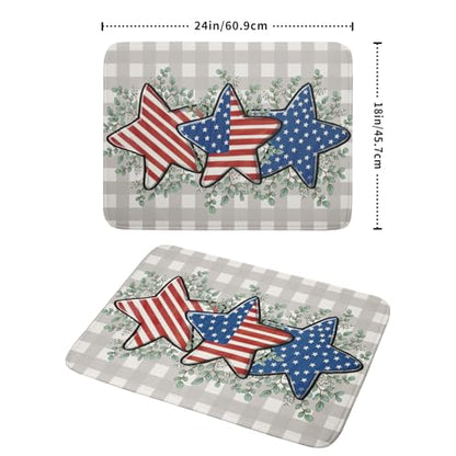 Patriotic Dish Drying Mat for Kitchen Counter Cute Stars 4th of July Holiday Absorbent Reversible Microfiber Kitchen Countertop Protector Dishes Pad Large 18x24 inch - size: 18" x 18"
