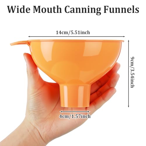 Nuogo 6 Pcs Wide Mouth Canning Funnels for Mason Jars, Making Valentines Funnel Cake, Filling Bottles Wide Multipurpose Plastic Funnels for Freeze-Dried Foods, Resin, Kitchen Use