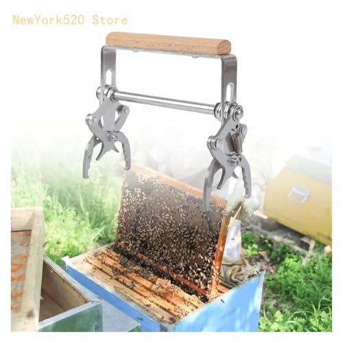 MUSM Beekeeping Frame Holder – Stainless Steel & Wood Frame Gripper for Hive Inspections, Ergonomic & Anti-Slip Beekeeping Tool