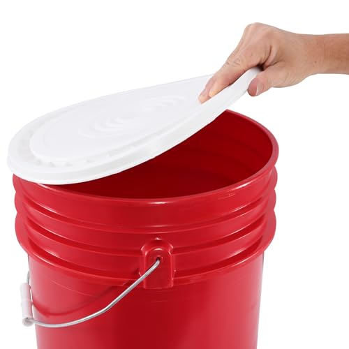 Reusable Easy Peel Bucket Lid for 3.5, 5, 6 & 7 Gallon Buckets – Food Grade HDPE Snap-On Lid Compatible with Most Brand Buckets – Easy Open Airtight White Bucket Cover (1)