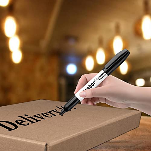 Keebor Permanent Markers Bulk, 60 Pack Black Permanent Markers, Quick Drying & Fade Resistant, Fine Point Marker Set for Wood, Plastic, Paper, Metal - size: 1 Count (Pack of 60)