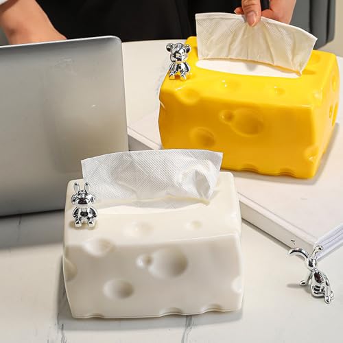 Tissue Storage Box Paper Towel Organiser Cheese Shaped Napkin Dispenser Kitchen Dining Room Essential Napkin Storage Box - color: White