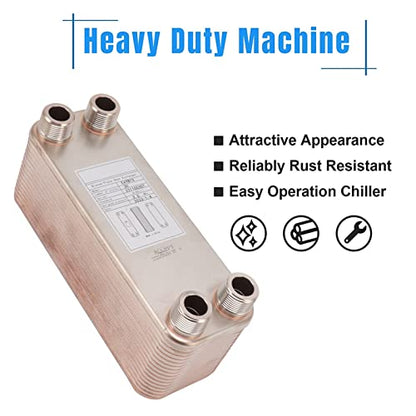 EATB15-30 Plate Chiller, 304 Stainless Steel Plate Heat Exchanger, Compact Heavy Duty Plate Chiller, Metal Brazed Plate Heat Exchanger, Metal Water to Water Heat Exchanger for Wort, Beer, Water