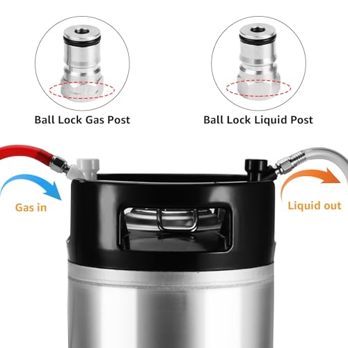 New 5 Gallon Ball Lock Keg, Cornelius Keg 304 Stainless Steel Corny Keg with Dual Rubber Handles & Heavy-Duty Rubber Bottom, Beer Keg for Home Brewing (19L) - size: 5 Gallon (Dual Rubber Handles)