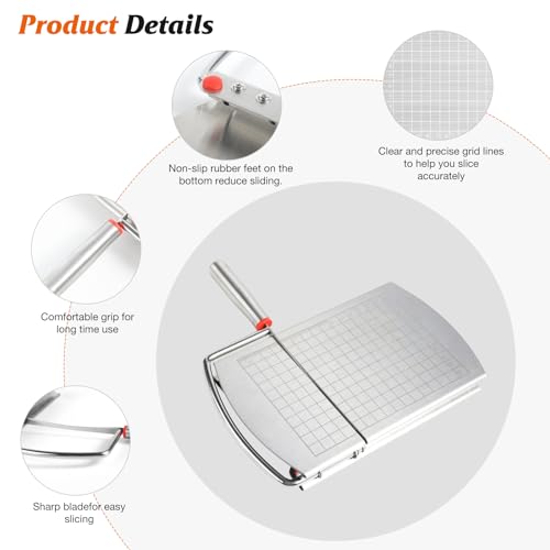 Cheese Slicer Cutter, Stainless Steel Cheese Cutter Board with Blade for Block Cheese, Vegetables, Butter, Sausages, Bread - size: Circular