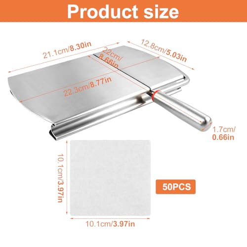 Cheese Slicer, Stainless Steel Cheese Cutter with Precision Grid Scale, Multipurpose Cheese Slicers for Cheese, Butter, Vegetables, Sausages, Comes with 50 Pcs Liner Papers